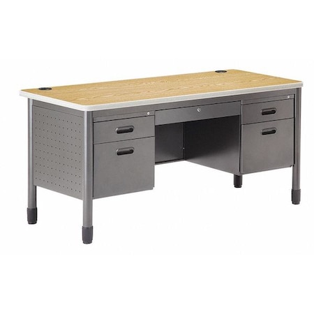 Ofm Drawer Steel Desk, 29-1/2" D, 29" H, Oak, Laminate 66360-OAK
