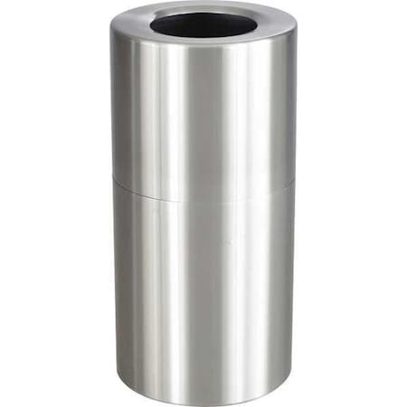 SAFCO 27 gal Round Trash Can, Stainless Steel, Aluminum 9942SS