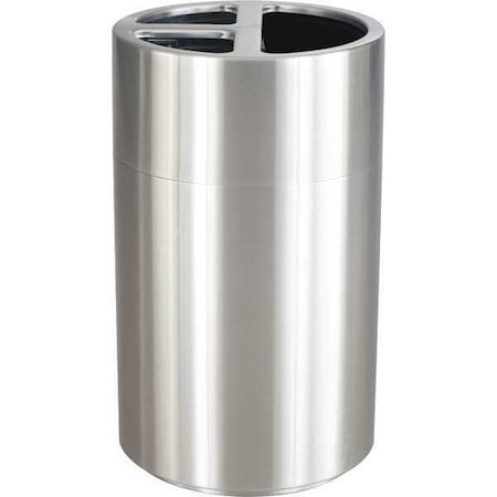 Safco 40 gal Round Recycling Bin, Stainless Steel, Aluminum, Rigid Plastic 9941SS