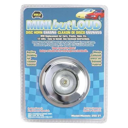 Wolo Mini But Loud Disc Horn, Chrome 250-2T