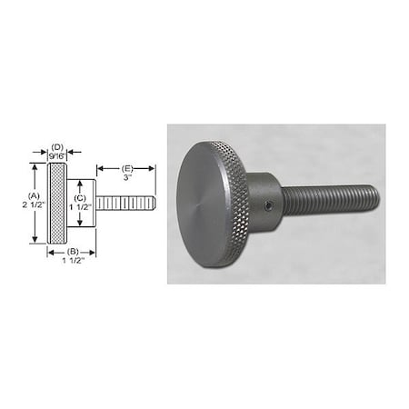 S & W Manufacturing Knrl Knob Stud, 5/8-11", 2.5" dia., 3" Std, Diameter: 2-1/2" WSS-032