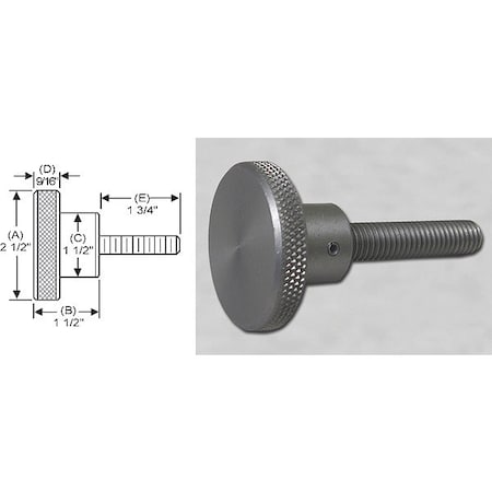 S & W Manufacturing Knrl Knob Stud, 5/8-18", 2.5"dia., 1.75"Std, Material: Stainless Steel WSSF-031