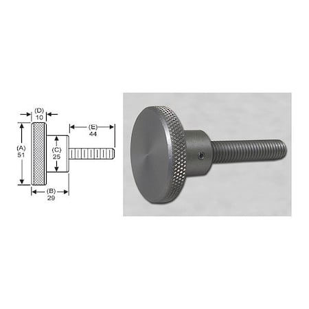 S & W Manufacturing Knrl Knob Stud, M12, 51mm dia., 44mm, SS MWSS-026