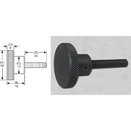 S & W Manufacturing Knrl Knob Stud, M5, 19mm dia., 25mm, Steel MSKS-012