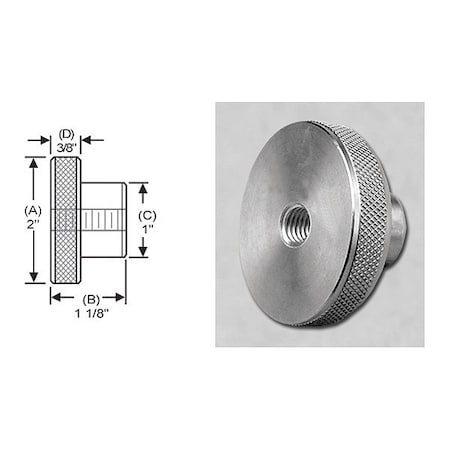 S & W Manufacturing Knrl Knob Tap Thru, SS, 1/2-13", 2" dia. WTRT-028