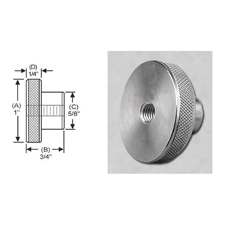 S & W Manufacturing Knrl Knob Tap Thru, SS, 1/4-20", 1" dia. WTRT-023