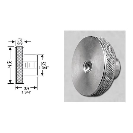 S & W Manufacturing Knrl Knob Tap Thru, SS, 5/8-18", 3" dia. WTRTF-032