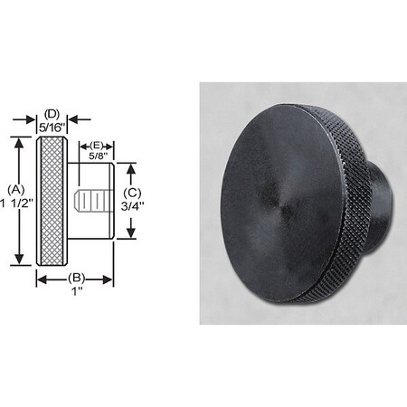 S & W Manufacturing Knrl Ctrl Knob Tap, Stl, 3/8-24", 1.5" dia. SKTF-026