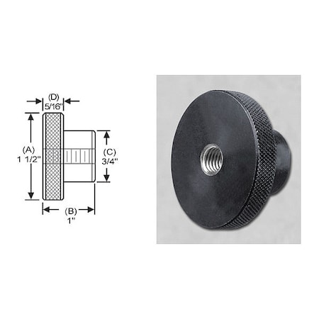 S & W Manufacturing Knrl Knob Tap Thru, Stl, 3/8-24", 1.5" dia. SKTTF-026