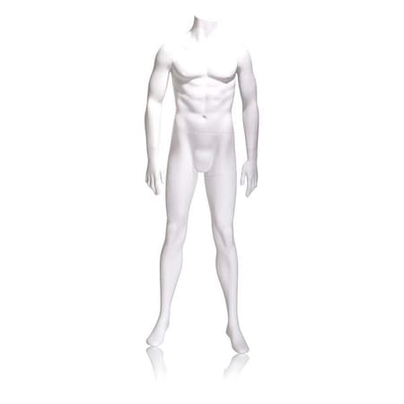 Econoco Mondo Mannequins Gene White Male Headless Mannequin, Pose 1 W/ base GEN-1-HL