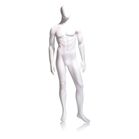 ECONOCO Mondo Mannequins Gene White Male Oval Head Mannequin, Pose 2 W/ base GEN-2H-OV