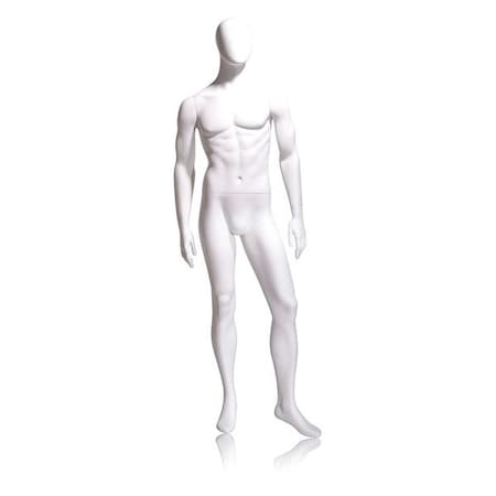 Econoco Mondo Mannequins Gene White Male Oval Head Mannequin, Pose 2 W/ base GEN-2H-OV