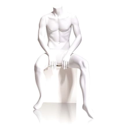 Econoco Mondo Mannequins Gene White Male Headless Mannequin, Pose 5 W/ base GEN-5-HL