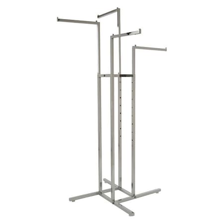 Econoco Square Rack Tubing Arms 16-Arms, 4-Way, Chrome K10