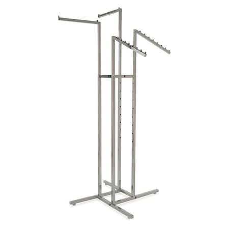 Econoco Square Rack Tubing 2 Arms, 4-Way, Chrome K12