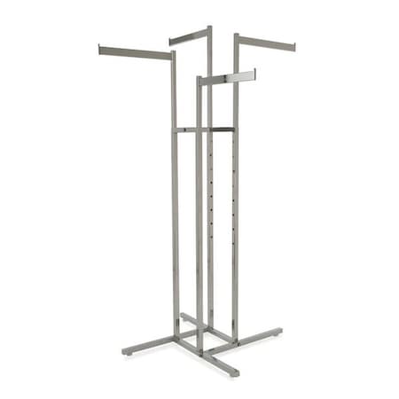 Econoco Rack Rectangular Tubing Arms, 4-Way, Chrome K13