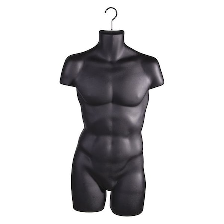 Econoco Mondo Mannequins Mens Half Round Torso Form, Black, PK12 MHR26/B