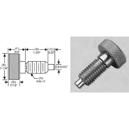 S & W Manufacturing Knurled Non Lck Knob, 316SS, Ns P, 5/8-11" SKNL-5-316