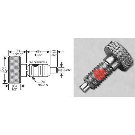 S & W Manufacturing Knurled Non Lck Knob, 316SS, P, 3/4-10" SWKNL-6-316