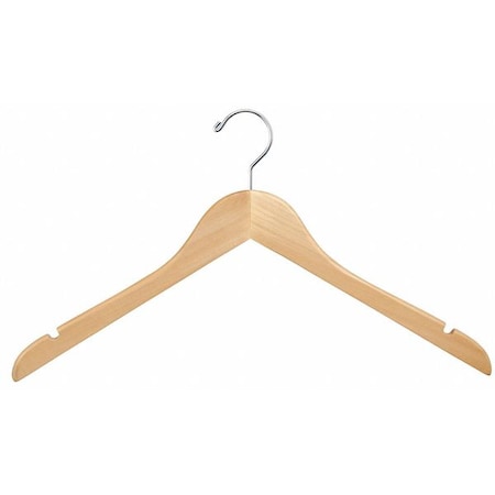 Econoco Flat Wood Hanger, Natural No Bar, PK100 WH1731NC