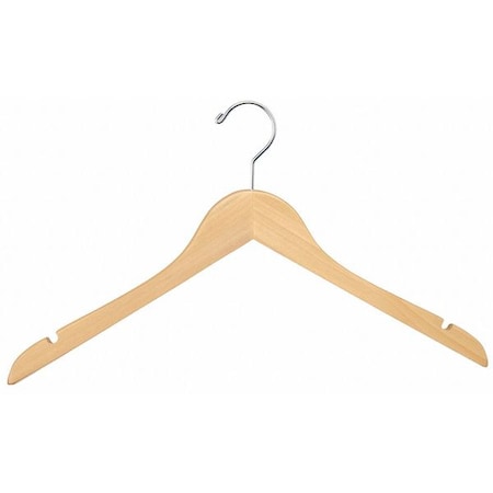 Econoco Wood Hanger, Natural, with Lock Bar, PK100 WH1761LBNC