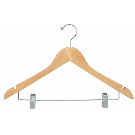 Econoco Flat Wood Hanger, Natural No Bar, PK100 WH1761NC