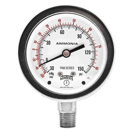 Winters 2 1/2 in Dial, 1/4 in NPT Bottom Location, AISI 304 Stainless Steel Case Material PAM1750