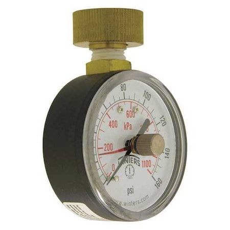 Winters Water Test Gauge/Max Ptr 0-160 psi/Kpa PETM213