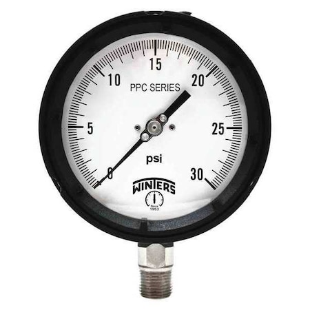 Winters Process 4.5" 0-30 psi 1/2" Npt St/St, 4 1/2 in Dial, 1/2 in NPT Bottom Location PPC5062R1