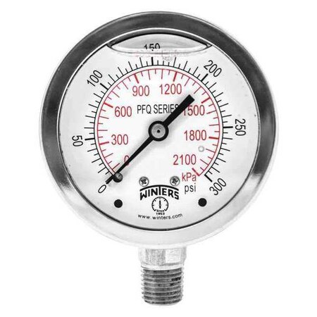 Pressure Gauge, 2.5 Black Steel Case, Copper Alloy Internals, 60 InH2O, 1/4 NPT Male Bottom Conn: Industrial Pressure Gauges