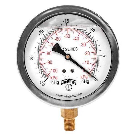 Winters 4 in Dial, 1/4 in NPT Bottom Location, AISI 304 Stainless Steel Case Material PFQ700