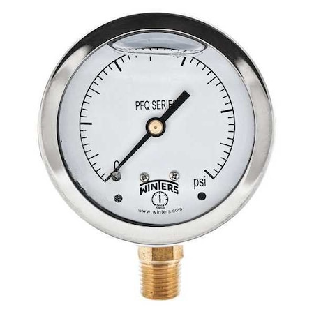 Winters Qual Ss/Br Gauge 2.5" 1/4Lm 5000Psi, 2 1/2 in Dial, 1/4 in NPT Bottom Location PFQ812R1