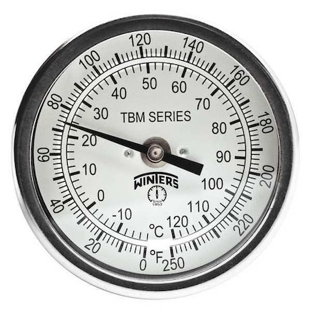 Winters Bi-Metal Therm 3"Cb 2.5" Stem 0-250 F/C TBM30025B8