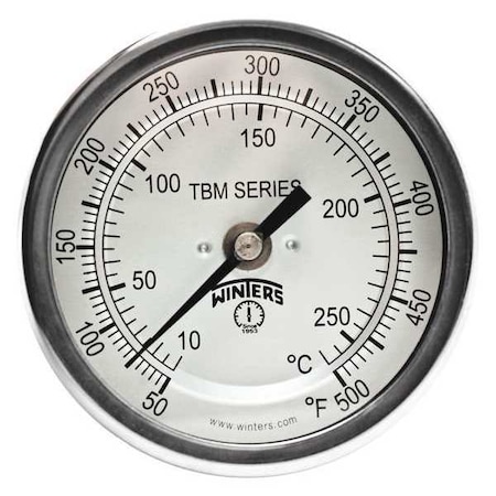 Winters Bi-Metal Therm 3"Cb 4" Stem 50-500 F/C TBM30040B11