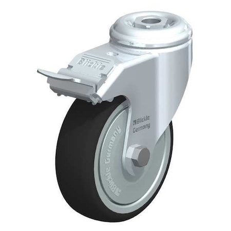 Blickle Kingpin Swivel Caster, TPR, 4", Brake LKRA-PATH 101KF-FI