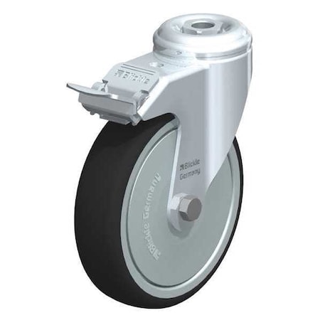 Blickle Kingpin Swivel Caster, TPR, 5", Brake LKRA-PATH 126KF-FI