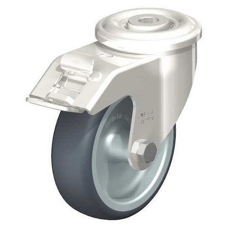 Blickle SS, Kingpin Swivel Caster, TPR, 4", Brake LEXR-TPA 102G-FI