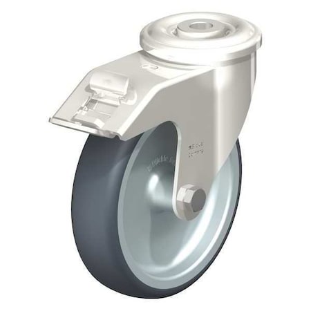 Blickle SS, Kingpin Swivel Caster, TPR, 5", Brake LEXR-TPA 127G-FI