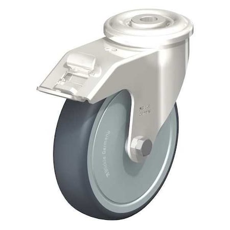 Blickle SS Kgpn Swvl Cstr, TPR Rubbr, 5", Brake LEXR-TPA 127KFD-FI