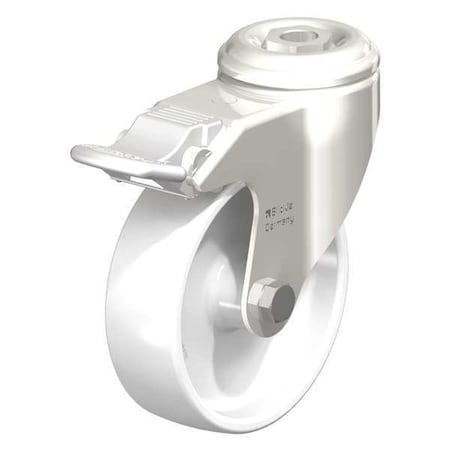 Blickle SS, Kingpin Swivel Caster, Wht Nyln, 4", Brk LKRXA-PO 101G-FI