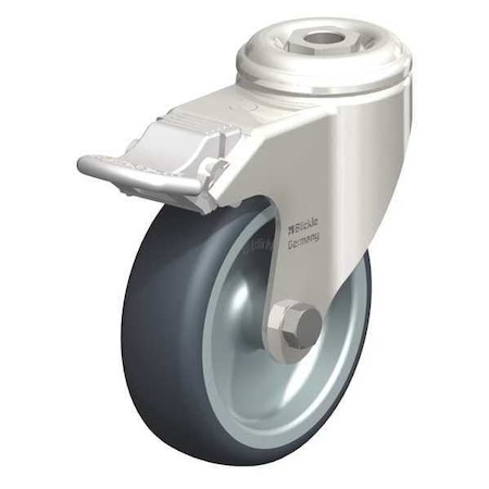 Blickle Kingpin Swivel Caster, TPR, 3-1/8", Brake LKRXA-TPA 80G-FI