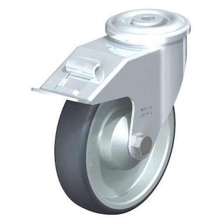 Blickle Kingpin Swivel Caster, TPR, 6-5/16", Brake LER-TPA 160KA-FI