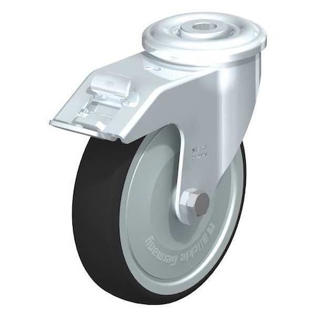 Blickle Kingpin Swivel Caster, PU, 5", Brake LER-PATH 125KF-FI