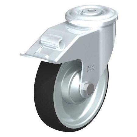 Blickle Kingpin Swivel Caster, PU, 6-5/16", Brake LER-PATH 160KA-FI