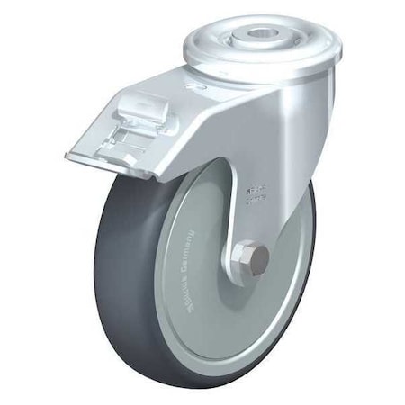 Blickle Kingpin Swivel Caster, TPR, 5", Brake LER-TPA 127KF-FI