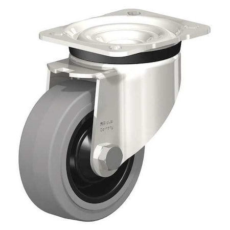 Blickle Swvl Plate Caster, Solid Rubr, 4", 440 lb. LKX-POEV 100KAD-1-SG