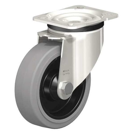 Blickle Swvl Plate Caster, Solid Rubr, 5", 550 lb. LKX-POEV 125KAD-1-SG