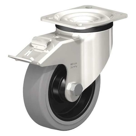 Blickle Swvl Plate Caster, Solid Rubr, 5", Brake LKX-POEV 125KAD-1-FI-SG