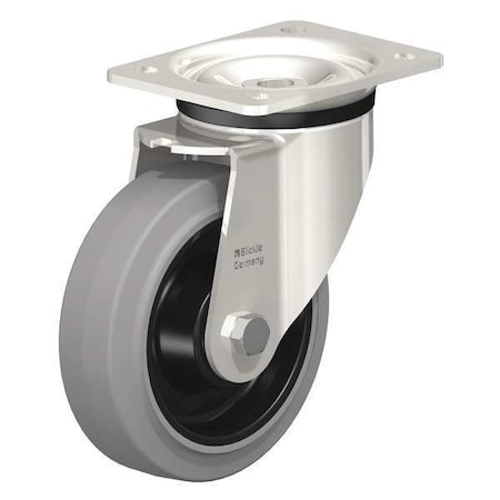 Blickle Swvl Plate Caster, Solid Rubr, 6", 880 lb. LKX-POEV 160KAD-SG