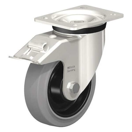 Blickle Swvl Plate Caster, Solid Rubr, 6", Brake LKX-POEV 160KAD-FI-SG